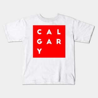 Calgary | Red square, white letters | Canada Kids T-Shirt